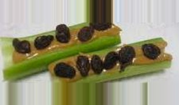 Celery with peanut butter & raisins