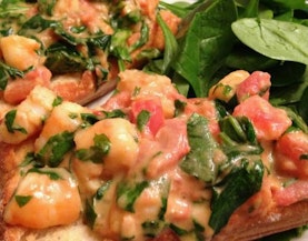 Bruschetta with Shrimp, Tarragon & Arugula
