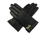 Luxury Lane Women's Cashmere Lined Lambskin Leather Gloves with Contrast Leather Bow