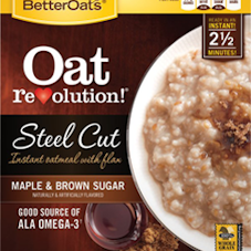 BetterOats Oat Revolution! Steel Cut Instant Oatmeal with flax Maple & Brown Sugar