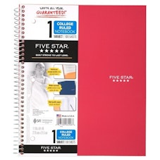 Five Star Spiral Notebook 1 Subject College Ruled